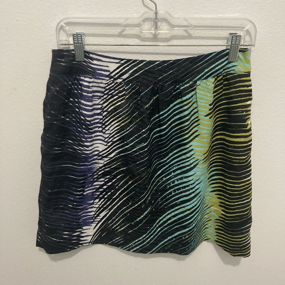 Ann Taylor Loft Black Multicolor Striped Back Zip Straight Skirt  4P